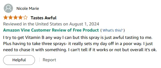 Vitamin B12 Spray Review: Unpleasant Taste, 3 Doses Daily