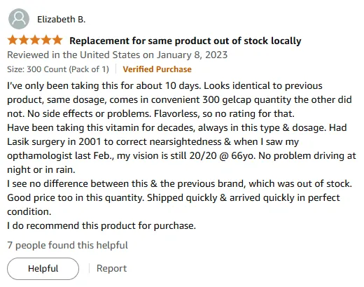 Vitamin A Gelcaps Maintain 20/20 Vision After Decades – 300 Count
