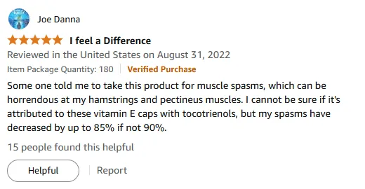 Vitamin E Capsules Reduce Muscle Spasms 90% - User Review