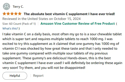 Best Vitamin C Gummy Ever! 1000mg Delicious & Effective