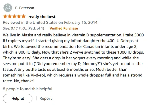 Alaska Mom's Vitamin D Drops for Tasteless Kids' Supplement