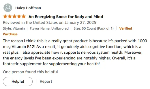 1000mcg B12 Boost: Enhanced Energy & Cognitive Support
