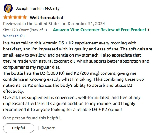 Natural D3+K2 Softgels: Better Absorption, No Aftertaste!