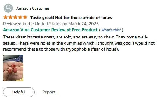 Great-Tasting Vitamin A Gummies Review: Trypophobia Warning