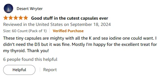 Thyroid Support with Vitamin K & Sea Iodine Capsules Review