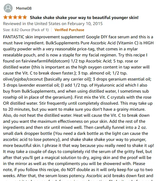 DIY Vitamin C Serum Recipe for Youthful Skin | BulkSupplements Review