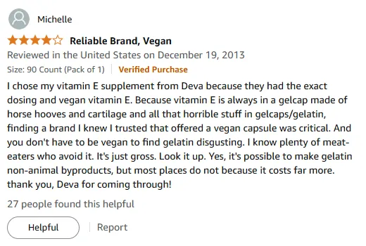 Vegan Vitamin E Capsules: Gelatin-Free & Trusted by Deva Users