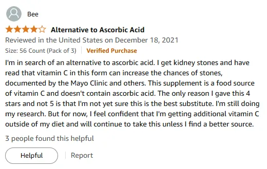 Ascorbic Acid-Free Vitamin C for Kidney Stone Prevention
