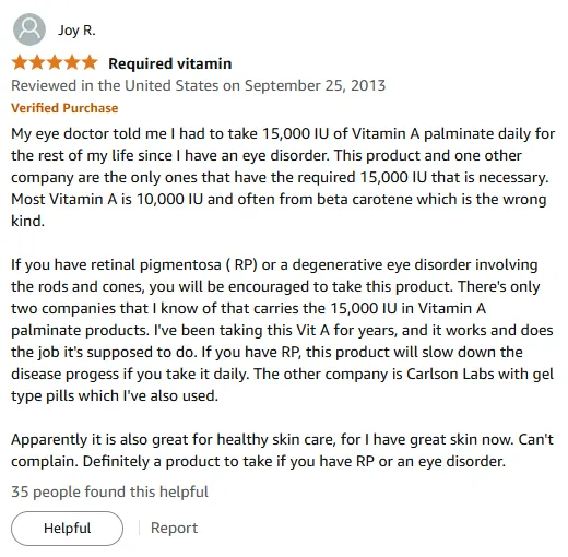 15000 IU Vitamin A for Retinal Pigmentosa Relief | Eye Health Solution