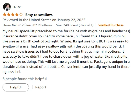 Migraine-Relief Vitamin B: Easy-Swallow Coated Tablets Review
