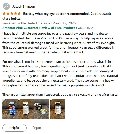 Vitamin E 400 IU for Eye Surgery Recovery & Natural Healing