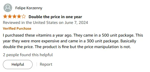 Vitamin C 500 vs 300 Units Price Doubled Alert