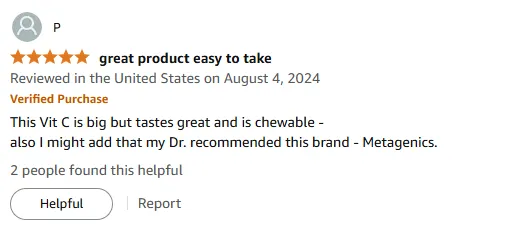 Metagenics Vitamin C: Tasty Chewable & Doctor-Approved