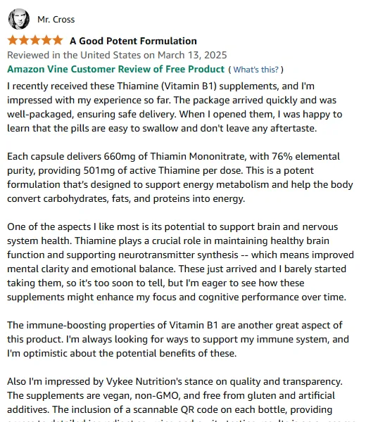 Boost Energy & Focus: Vegan B1 Supplements Review - Vykee Nutrition
