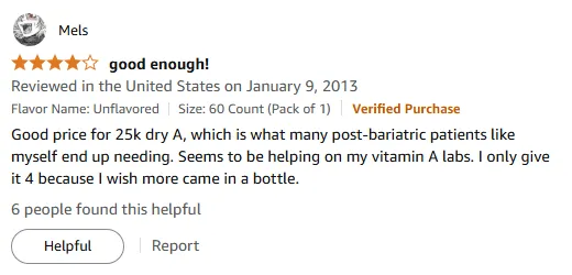 25k Dry Vitamin A: Post-Bariatric Lab Improvement & Value
