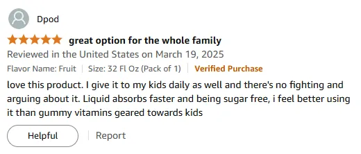 Kids Love Sugar-Free Vitamin A Liquid for Faster Absorption