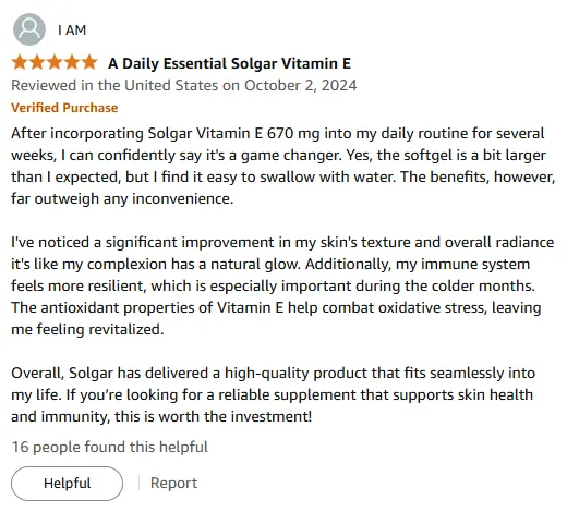 Vitamin E Softgel Boosts Skin Radiance & Immune Support