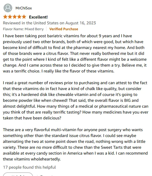 Post-Bariatric Vitamin Review: Best Non-Citrus Flavor Discovered!