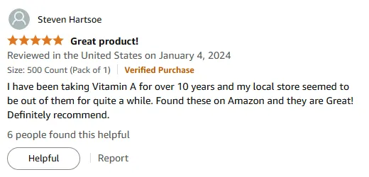 Best Vitamin A on Amazon: 10-Year User Relieved After Shortage