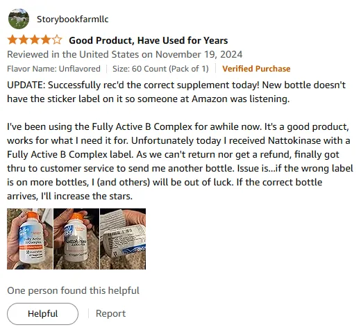 Fully Active B Complex Review: Amazon Label Mix-Up Resolved