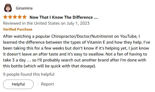 Natural Vitamin E Capsules: No Aftertaste, Easy to Swallow