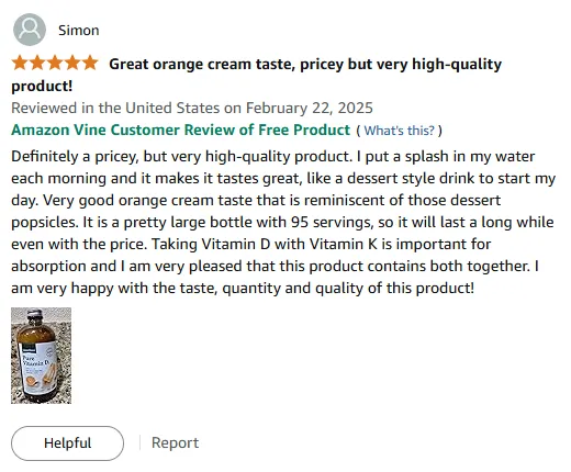 Best Orange Cream Vitamin D+K for Absorption (95 Servings)