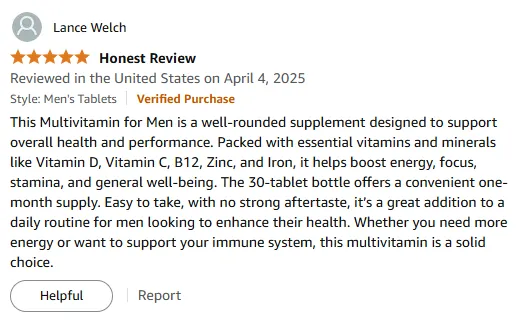 Men's Energy Boost Multivitamin with B12 & Zinc