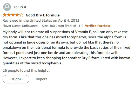 Dry E with Mixed Tocopherols Review | Oil-Free Formula