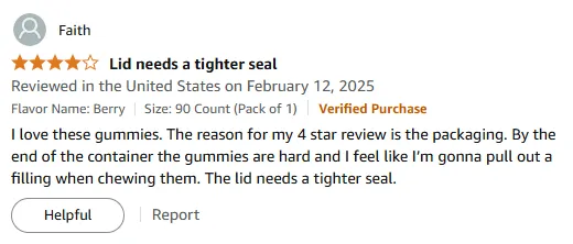Vitamin A Gummies Review: Hard Texture, Lid Seal Issue