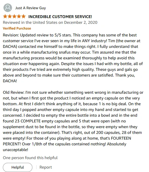 DACHA Vitamin C Review: Exceptional Service & Quality Resolved Issues