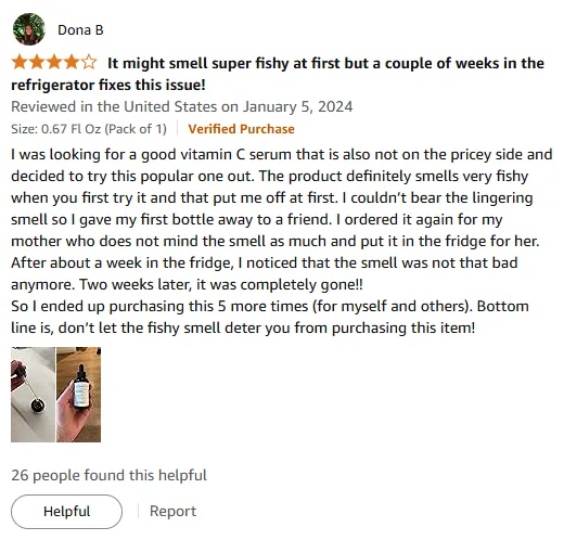 Vitamin C Serum Review: Fishy Smell Disappears After Fridge Storage!