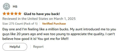 20-Year Lifelong Vitamin C User Raves!