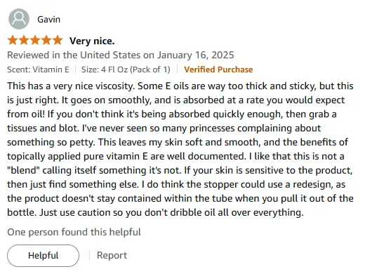 Pure Vitamin E Oil for Smooth Skin – Non-Sticky Absorption