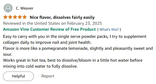 Vitamin C Collagen Powder Packs: Pomegranate Lemonade Flavor Review | Joint & Nail Benefits