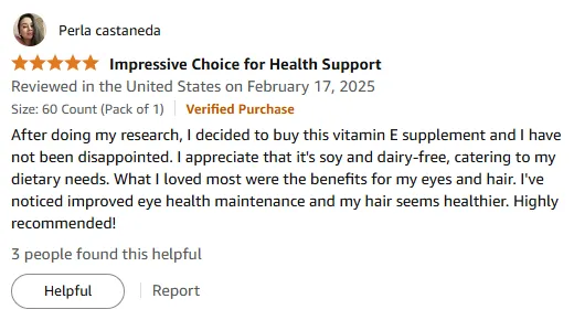 Soy-Free Vitamin E Boosts Eye & Hair Health – User Review