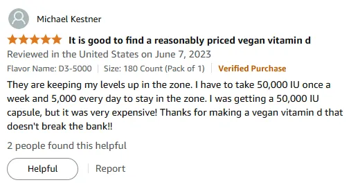 Affordable 50,000 IU Vegan Vitamin D Maintains Levels