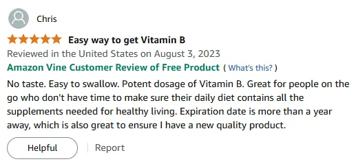 Potent Vitamin B Supplement: No Taste, Easy to Swallow