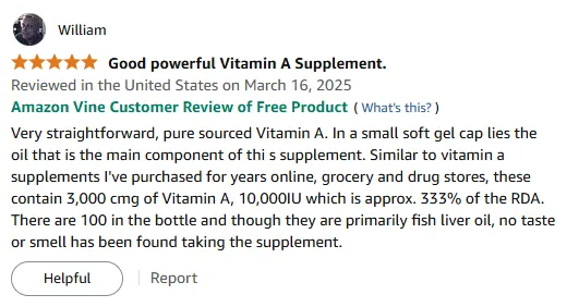 Pure Vitamin A Softgels 10,000 IU No Taste