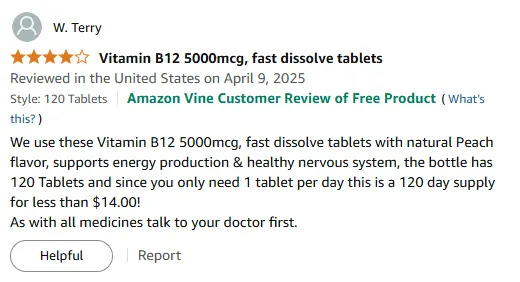 Best Vitamin B12 5000mcg: 4-Month Energy & Nerve Support $14