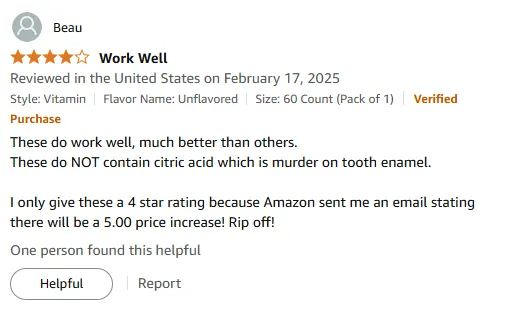 Works Great, No Citric Acid! Vitamin B Complex Review