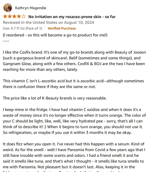 K-Beauty Vitamin C Serum Review: Fridge Storage & Tuna Scent