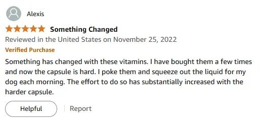 Vitamin E Capsules Harder Now: Squeezing Hassle for Dogs