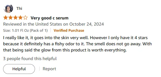 Vitamin C Serum Glow Despite Fishy Odor Review