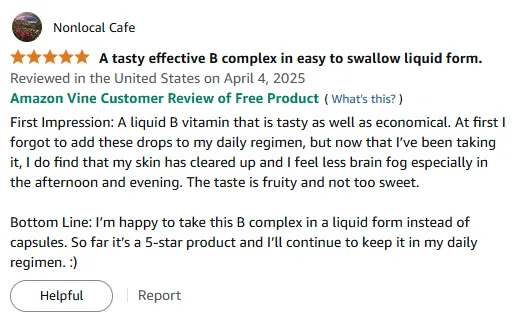 Liquid B Vitamin Drops: Tasty, Economical 5-Star Skin & Brain Boost