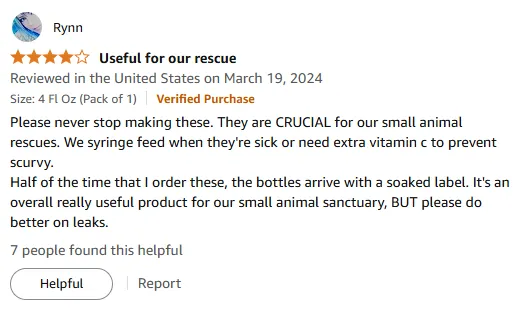 Vitamin C for Animal Rescues - Fix Leaky Bottles Now!