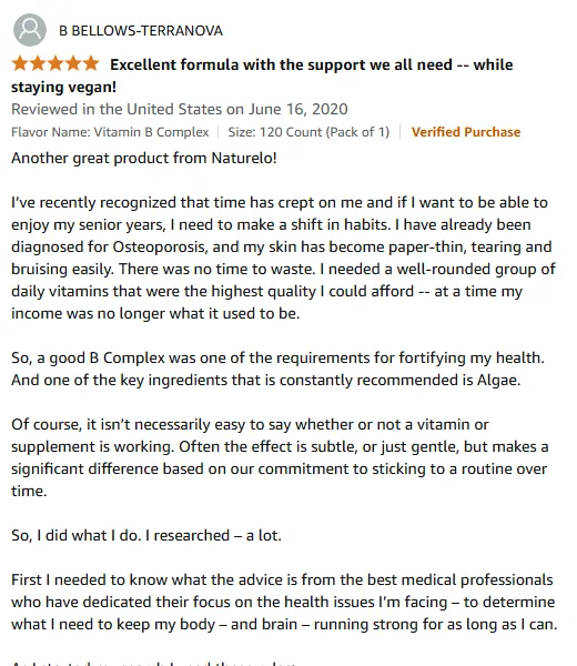 Naturelo B Complex: Senior Health Boost with Algae Formula