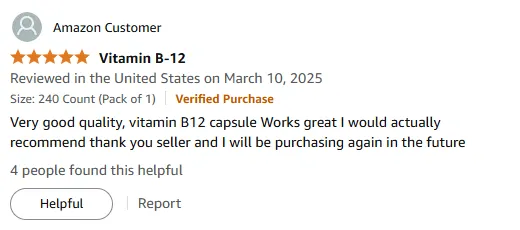 Vitamin B12 Capsules: Effective Energy Boost, Highly Recommended!