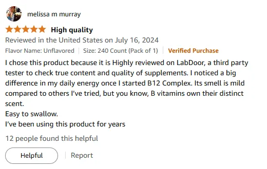 LabDoor Approved B12 Complex for Sustained Energy Boost