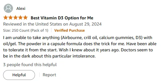 Vitamin D Powder Capsules: No Oil/Gel Intolerance Solution