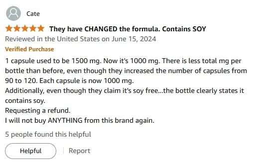 Vitamin C Capsules Reduced to 1000mg with Soy Warning – Buyer Beware!